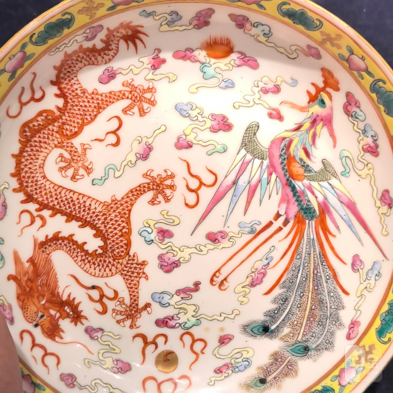 清光绪 粉彩龙凤纹盘 - 图6